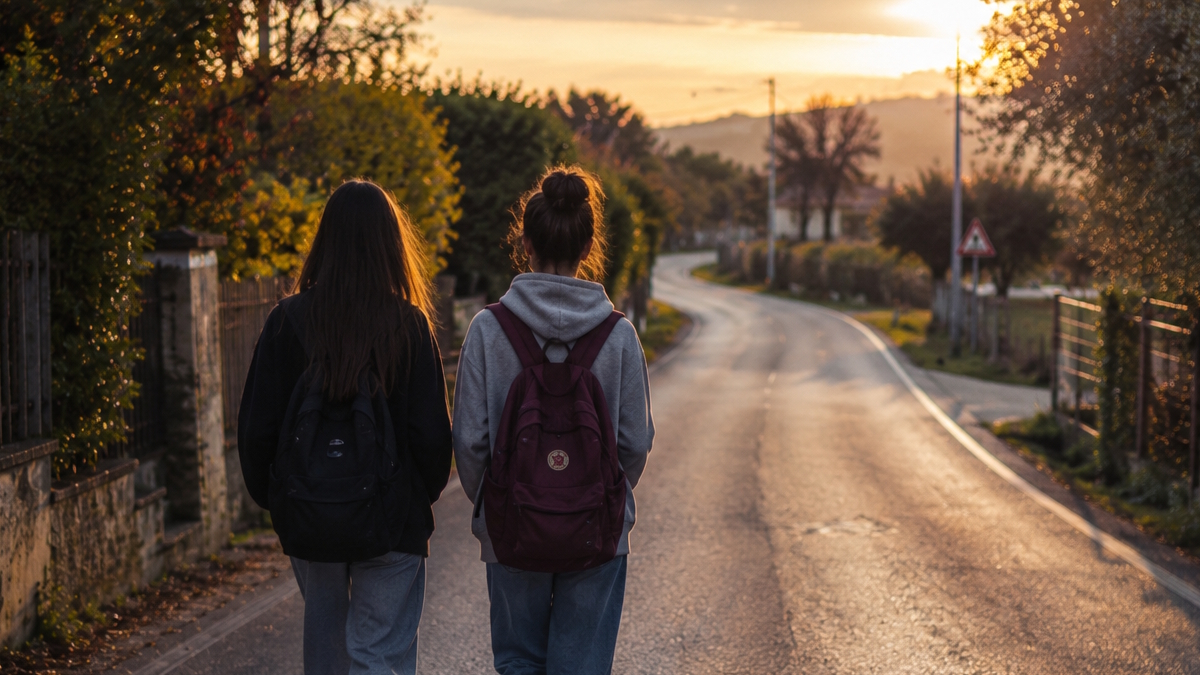 ragazze adolescenti camminano fuga strada generica